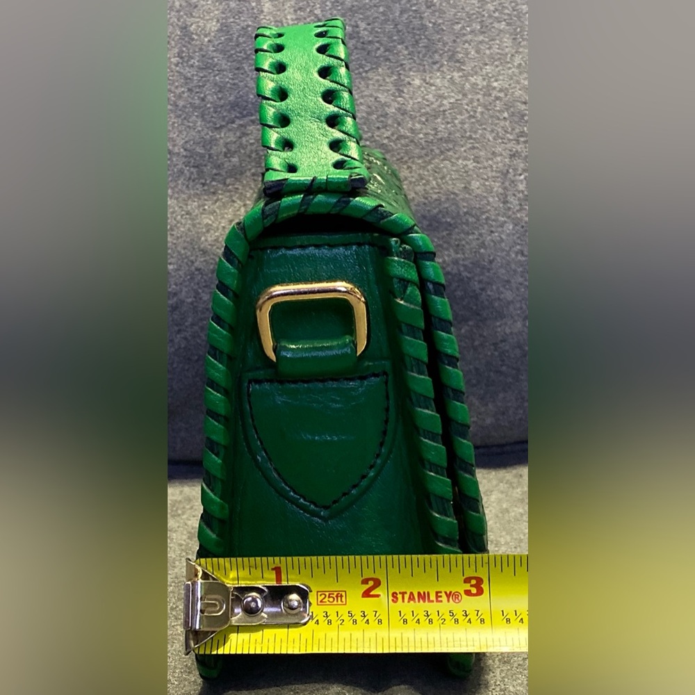handmade genuine leather Luxury Shoulder Straps Tooled Handbag Green Purse - Picture 13 of 13